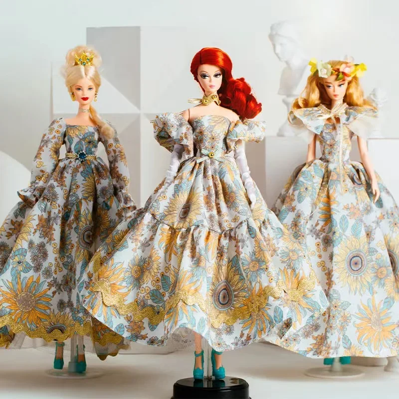 Floral 1/6 Doll Clothes Handmade Advanced Customized Wedding Dress for Barbie Clothes Outfits Party Gown 11.5