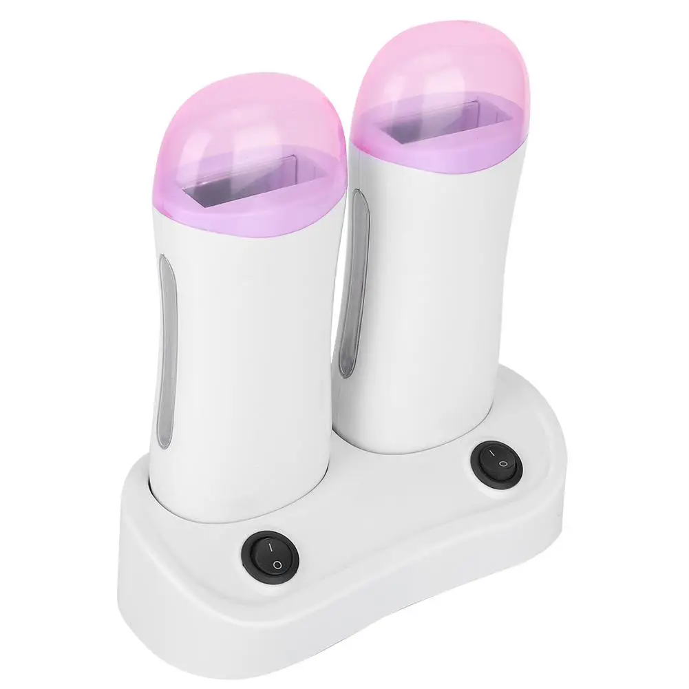 2PCS Electric Wax Heater Roll-On Cartridge Hair Removal Machine, Refillable Depilatory Wax EU Plug