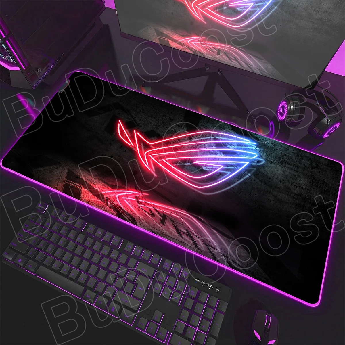 600x300x3mm RGB Gamer Glowing HD Keyboard Mat Asus Office Table New ROG Art Design Colorful LED Mouse Pad Rubber Non-slip Carpet