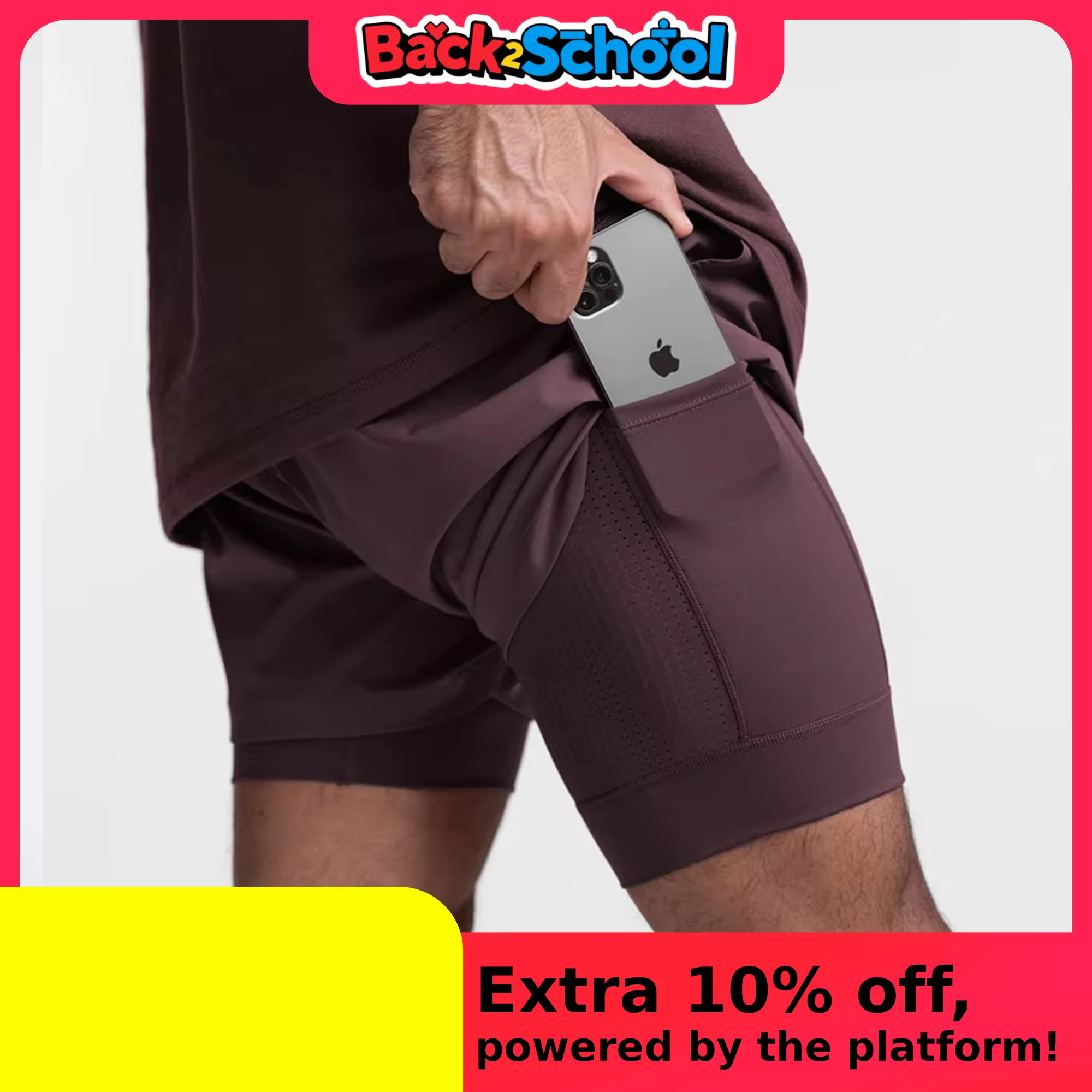 2025 new BreathableDouble layersport  shorts Gyms Fitness Bodybuilding Workout Quick Dry Beach 2 In 1 Shorts Male Running shorts