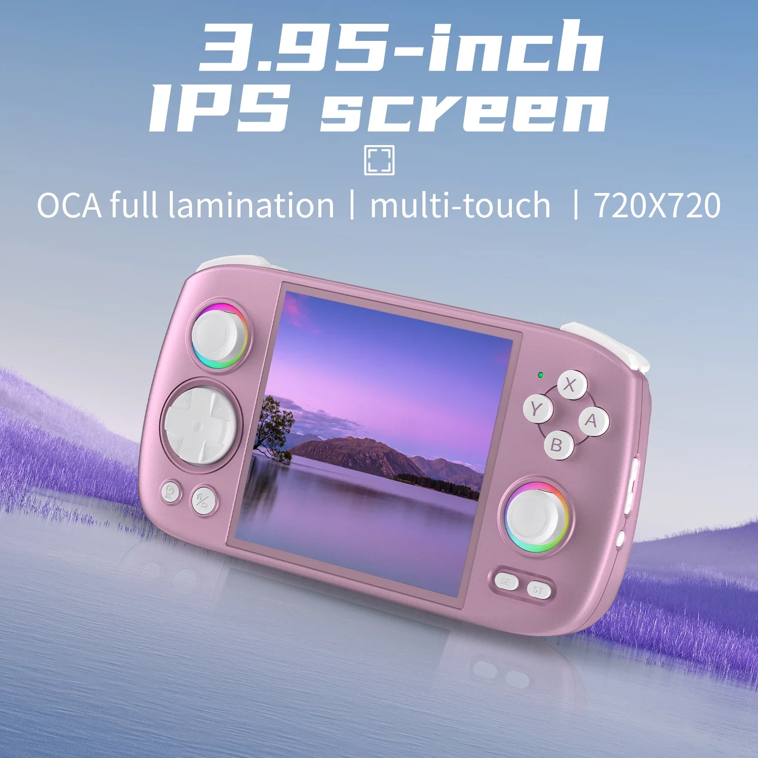 2024 Anbernic RG Cube Video Game Console 3.95 Inch IPS Screen Colorful Light Ring Dual Joystick Classic Handheld Game Consoles