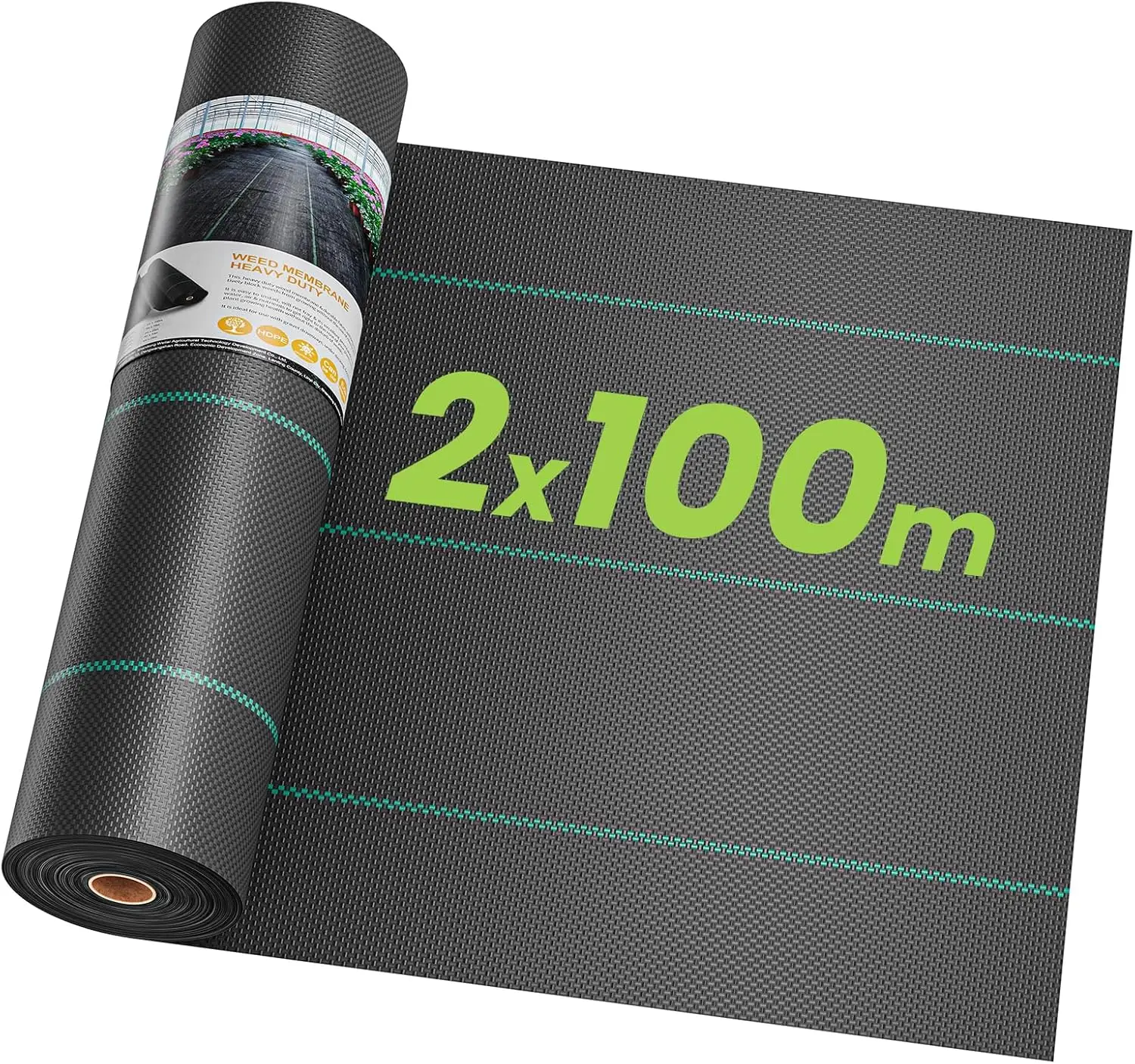 2 x 100 m Malla Antihierbas, Malla contra Malas Hierbas, 90 g/m2 Geotextil, Protección césped Artificial, Lona antimalezas