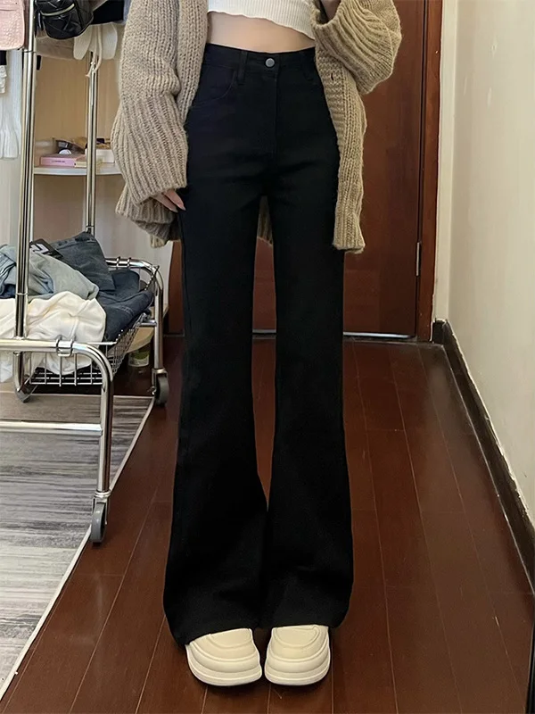 

plus Size Bla Bell Bot Jeans Low Waist Wide Leg Straight Tube Hoof Winter Denim Pants ex Casual Trousers