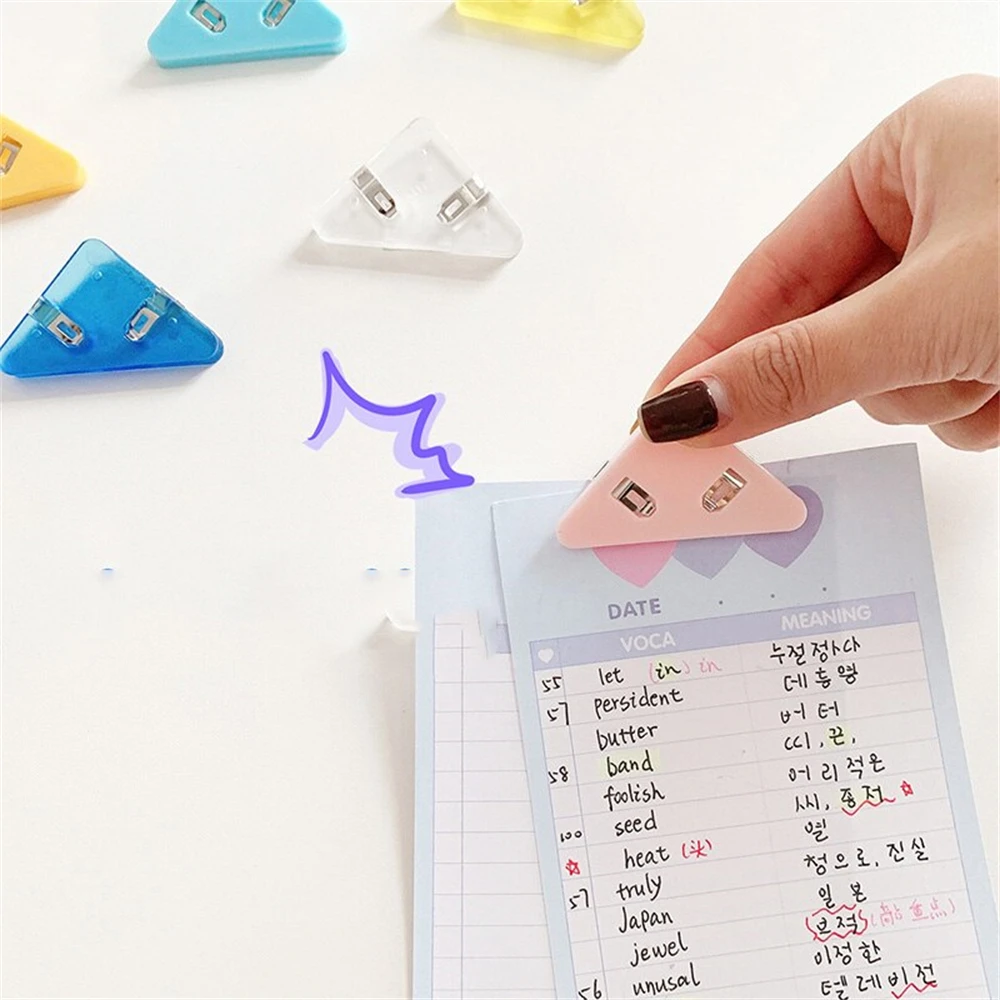 5 PCS/Set  Mini Corner Clips Solid Triangle Book Paper Binder Clips for Desk Storage Shelf Office Desktop Organizer Organization
