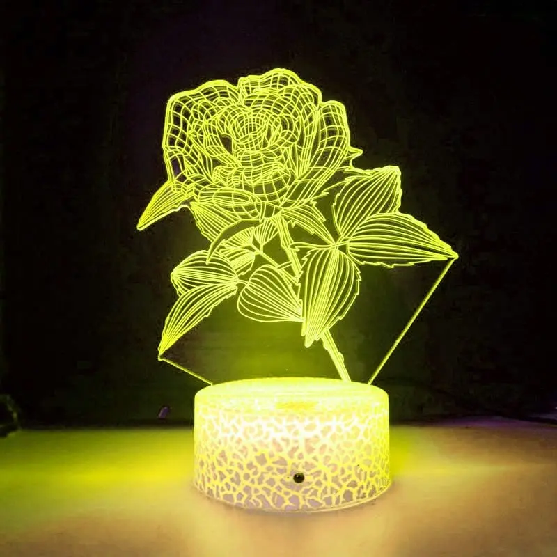 Nighdn Flower Night Light 3D Rose Table Lamp 7 Color Changing Toys Bedroom Decoration  Valentine Day Gift for Lover Girl Friends