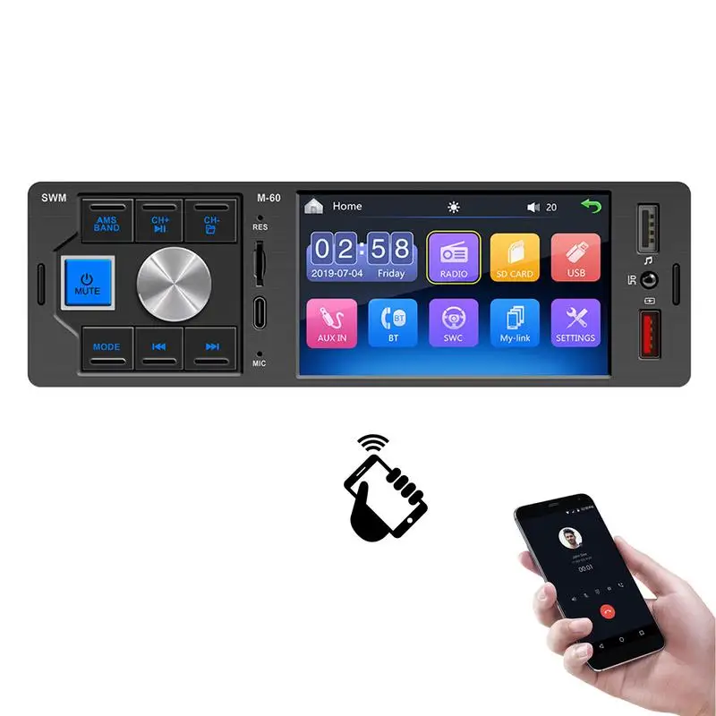 

Single Din Car MP5 Player Touch Screen Music Player Car Stereo Radio With Live Rear-View Backup Camera 4'Single Din Touch Screen