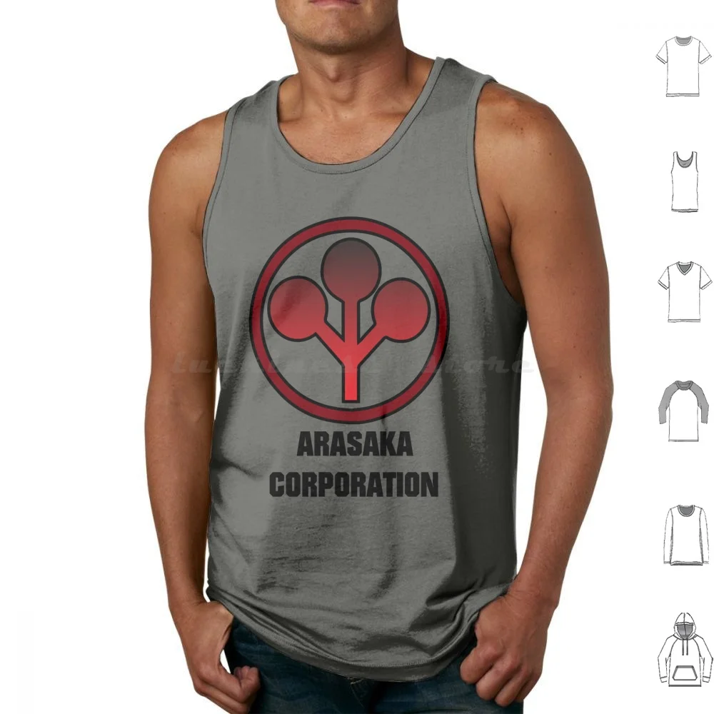 Arasaka Corporation Tank Tops Vest Sleeveless Geisha Future Neon Japan Aesthetic Gaming Cool Retro Scifi Sci Fi Hacker Fighter