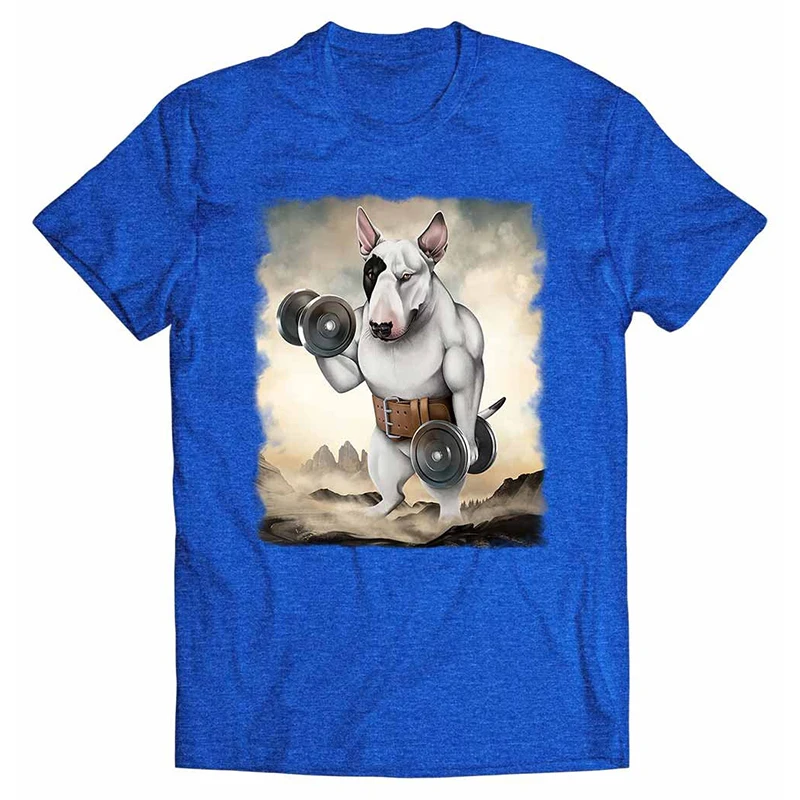 Funny Bull Terrier Dog Cotton T-Shirts Animal Print Men Women Short Sleeve T Shirt Oversized Harajuku Unisex Tees Tops Clothing