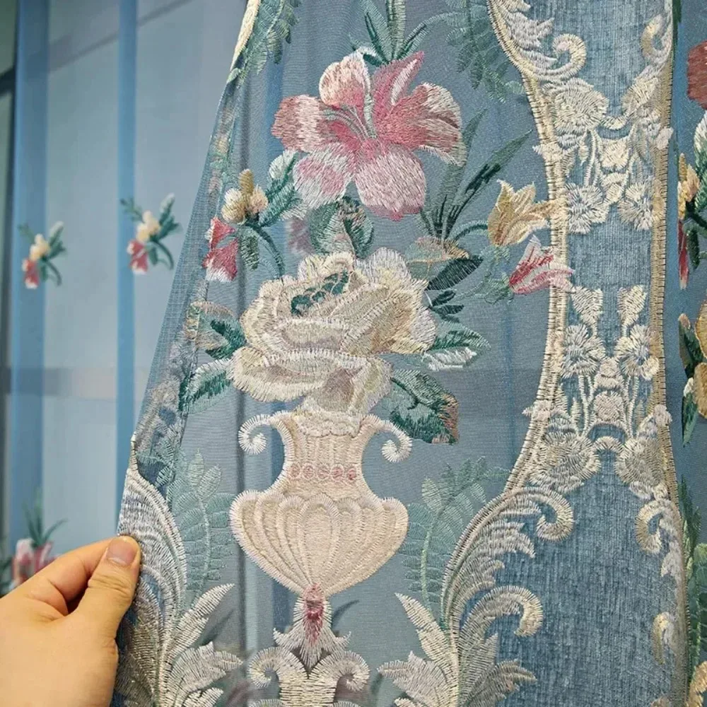 European Style High Shading Embroidery Luxury Jacquard Palace Windows Door Kitchen Curtains for Living Room Dining Bedroom