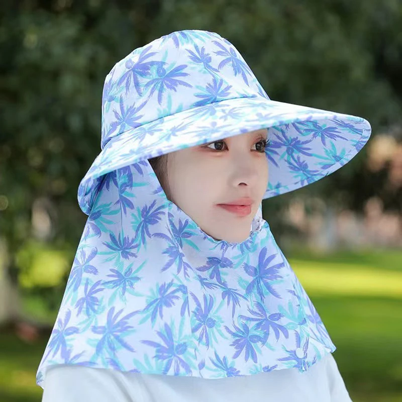 New Hat Woman Summer Women's UV Protection Cap Outdoor Travel Cycling Face Mask Hat Shawl Hats Windproof Removable Tea Picking