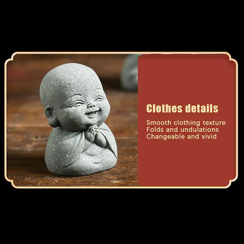 Mini Little Monk Statue Zen Stone Ornaments Home Meditation Decor Spiritual  Figurine Set