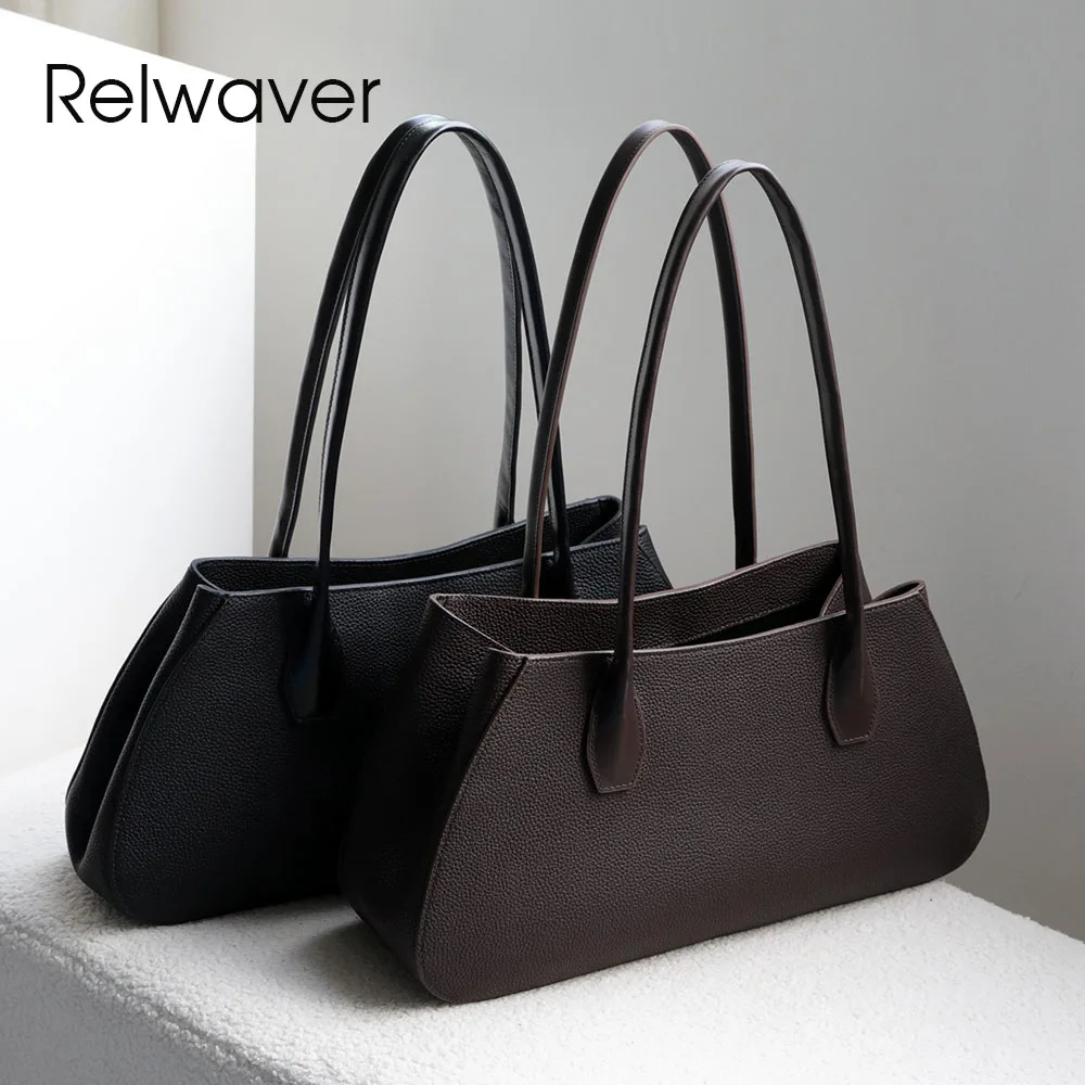 Relwaver 여성 겨드랑이 가방 천연 가죽 토트백 여성 핸드백 2026 봄 다용도 출퇴근용 여성 핸드백