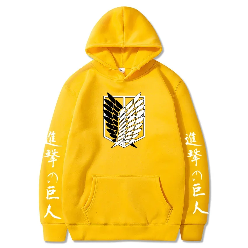 Men Hoodies Sweatshirts Japanese Anime Shingeki No Kyojin Graphic Hoodies Men Pullover Hooded Sweatshirt Unisex