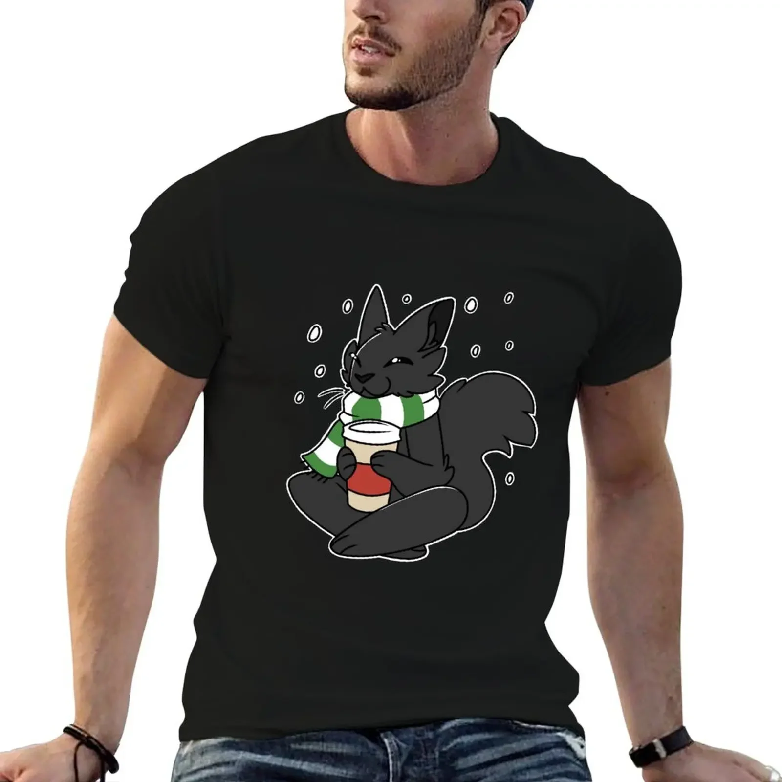 

Coffee Cat T-Shirt summer tops blue archive customs design your own men clothing