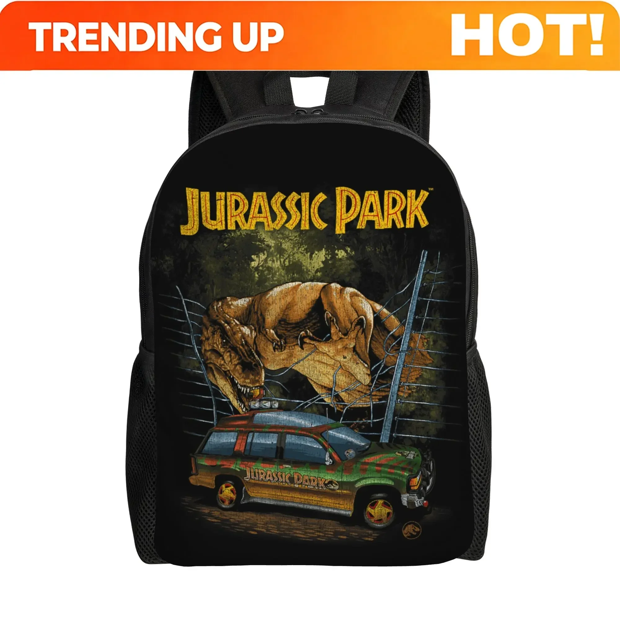 Custom Bag Jurassic Park Vintage T-Rex Break Out Backpack Sport Backpacks Student Unisex Design Big High School Bags Kawaii Ruc