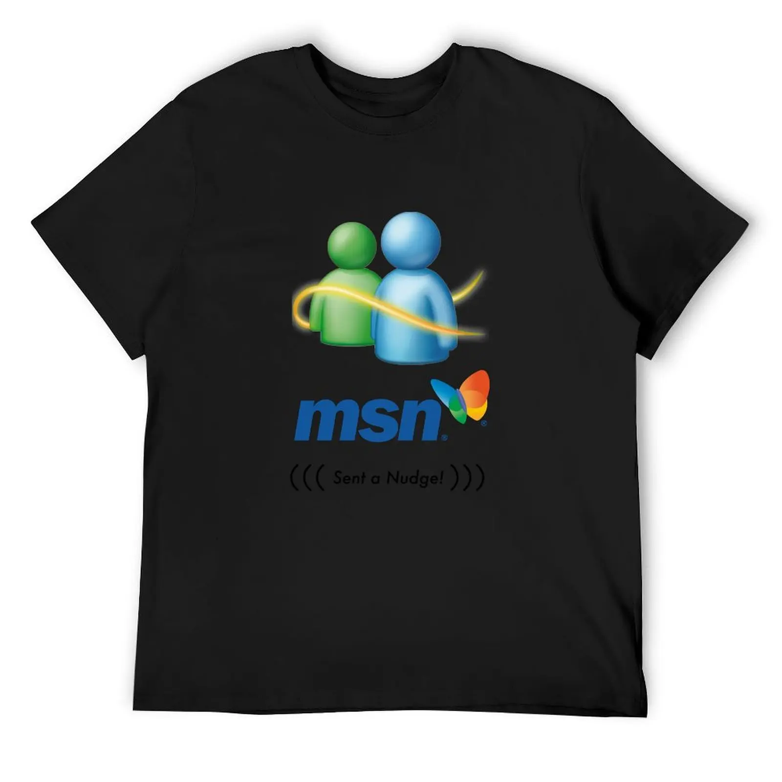 

Messenger MSN Sent a nudge! T-Shirt blue lock cotton graphic tees luxury designer mens graphic t-shirts funny