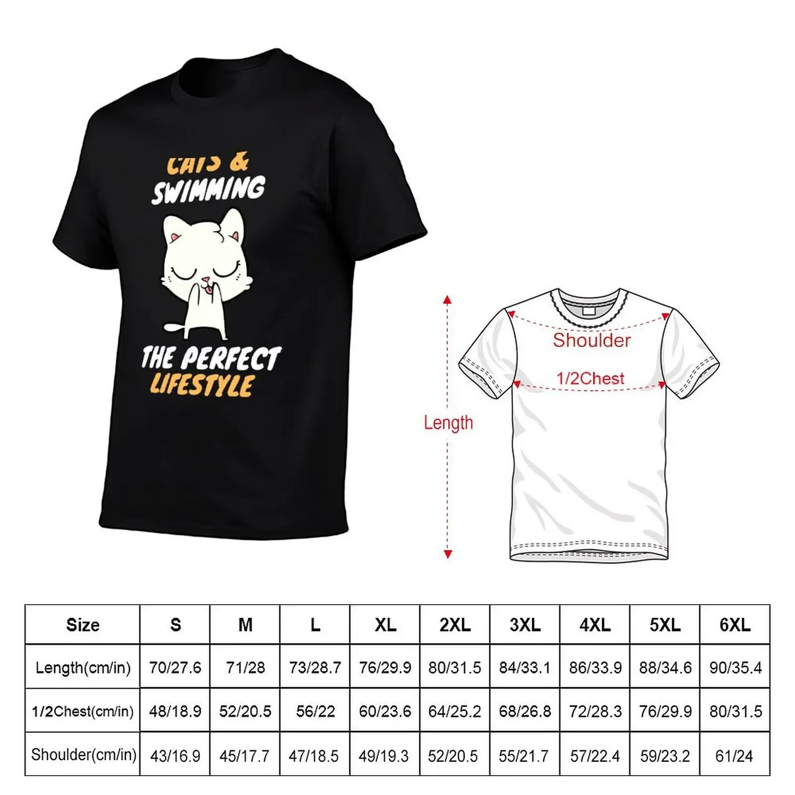 cats and swimming lifestyle T-Shirt summer clothes for a boy anime figures Short sleeve tee plain white t shirts men