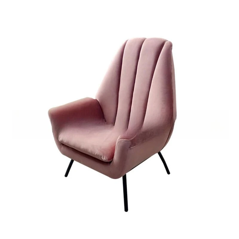 

Modern solid wood single sofa furniture living room neoclassical pink velvet fabric princess chair