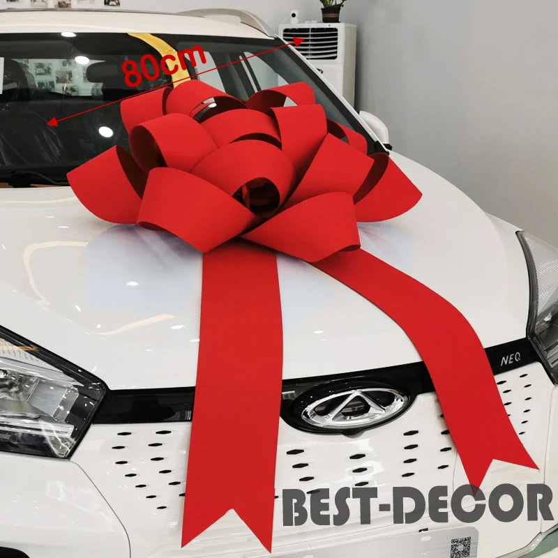 Large Red Bow for Car Decoration, New Car Delivery Ceremony Decorative Bow, Auto Vehicle Exhibition Ornament