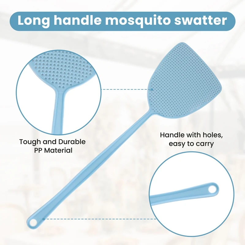 Fly Swatter 10 Pack Plastic Long Handle Fly Swat Manual Swat Pest Control For Flies And Mosquito Multi-Color Random-ABSW
