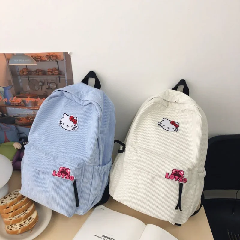 

Sanrio Hello Kitty New College Large Capacity Casual School Bag Female Cartoon Comfortable Corduroy Backpack Going Out Travel