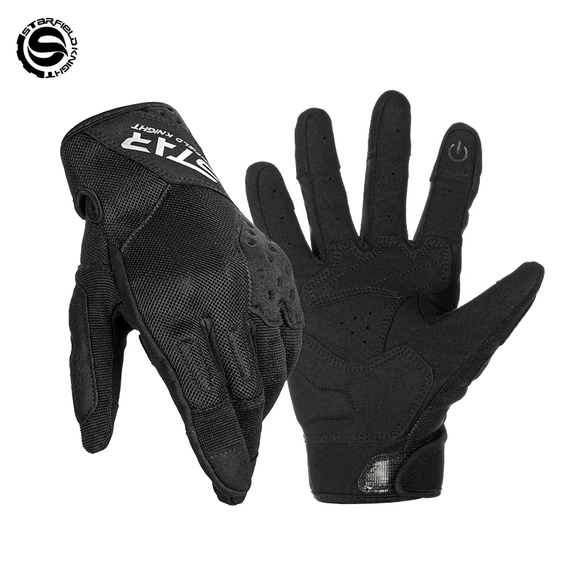 sfk-black-mototrcycle-gloves-summer-breathable-palm-non-slip-slow-rebound-joint-cushioning-protection-men-women-riding-equipment