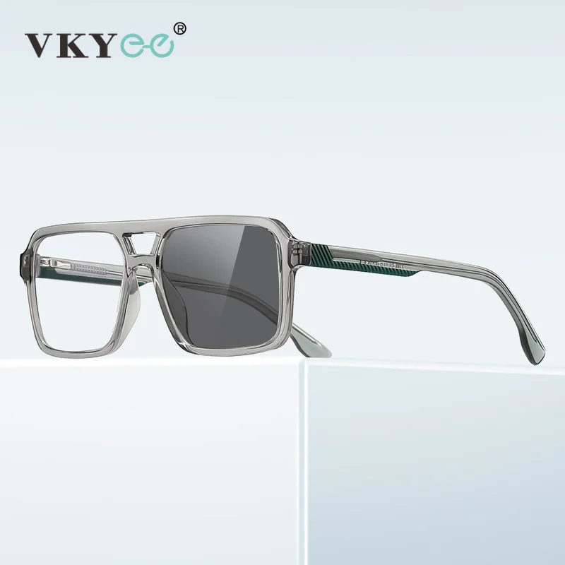 VKYEE Minimalist New Arrivals Unique Square Design Photochromic Men's Blue Light Blocking Glasses Customizable Prescription
