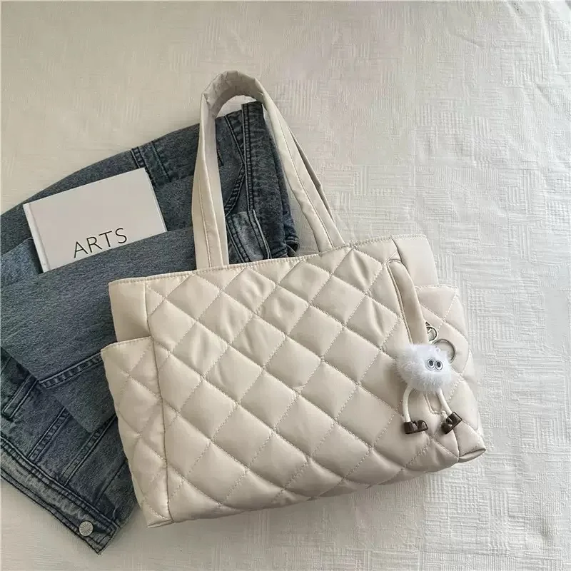 Cotton bag Rhombus large capacity women's hand-held tote bag commuter shopping versatile shoulder bag cross-border