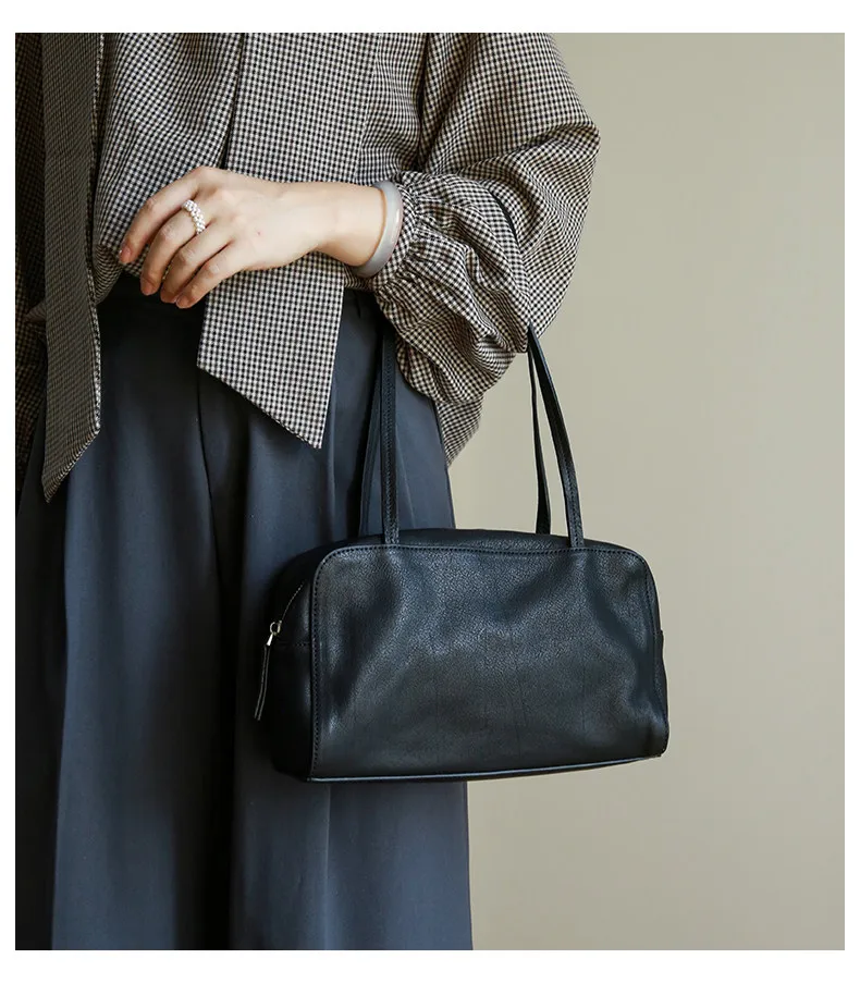 Lässige Designer-Handtasche aus weichem, echtem Leder, Damen-Umhängetasche, modisch, schlicht, luxuriös, aus echtem Rindsleder, Damen-Unterarmtasche – Detail 9