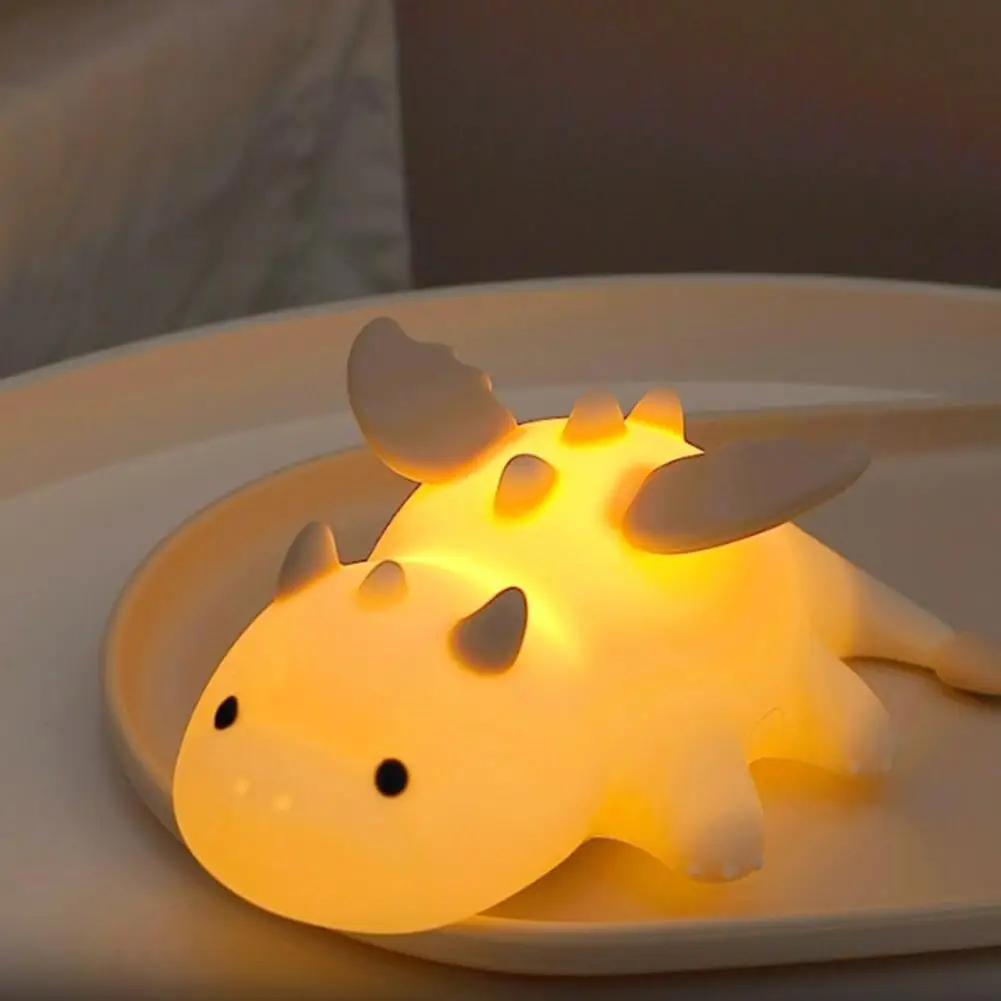 Kinder-Nachtlicht, Stofftier, kleiner Drache, Nachtlicht, Silikon-Nachttischlampe, Bpas-frei, beruhigendes Leuchten für Kinder, Kinderzimmer-Licht mit automatischer Abwicklung