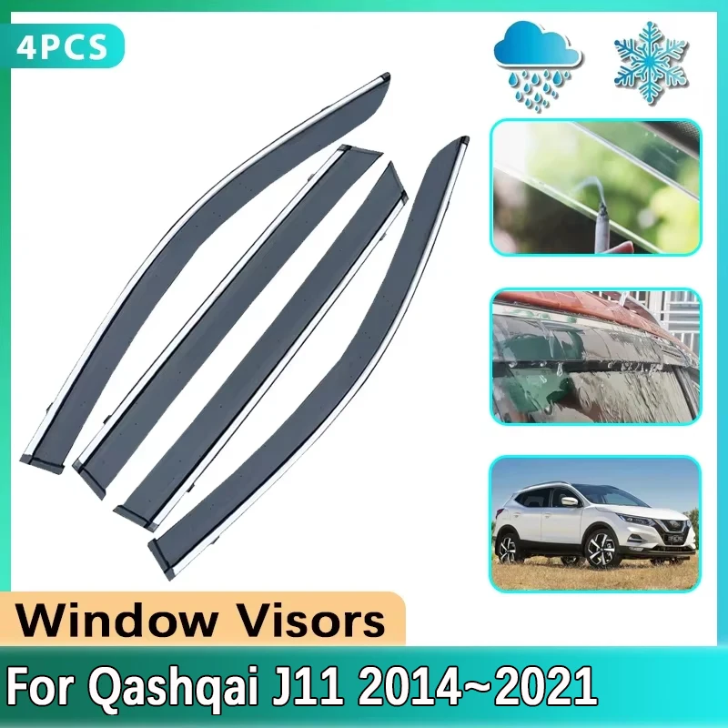 

Deflector For Nissan Qashqai J11 2014~2021 Rogue Sport Car Door Window Visor Rain Smoke Sun Guard Cover Car Stickers Accessories