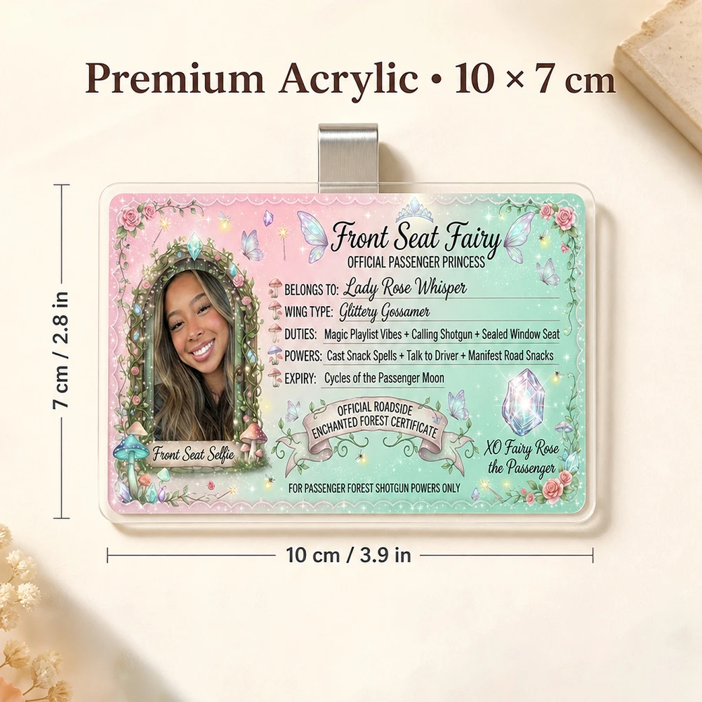 Custom Photo And Text Car Sun Visor Clip,Personalized Passenger Visor Decor,Front Seat Fairy Photo Design,Car Interior Decor