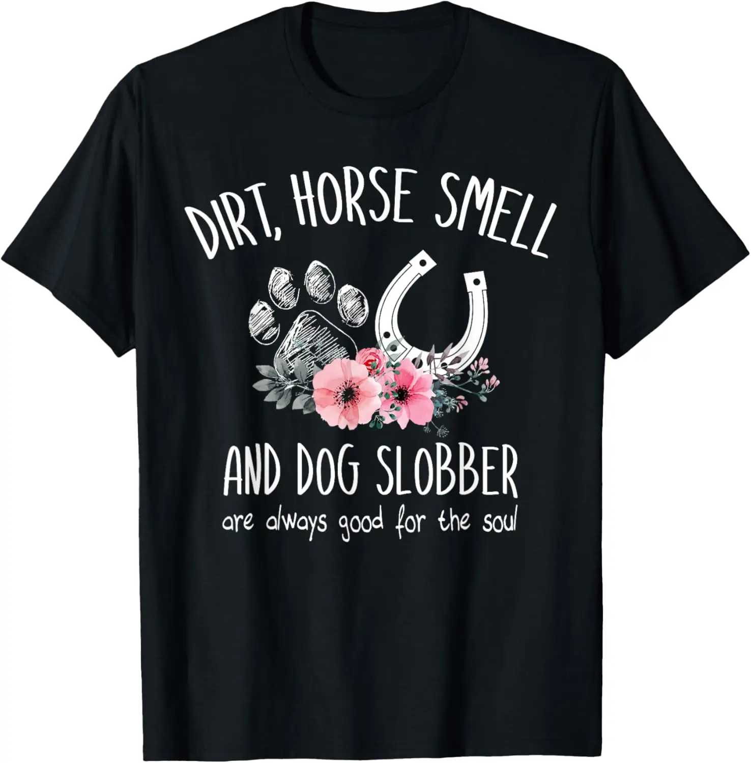 

Забавная футболка с забавной собакой и лошадью, запахом грязной лошади и собакой