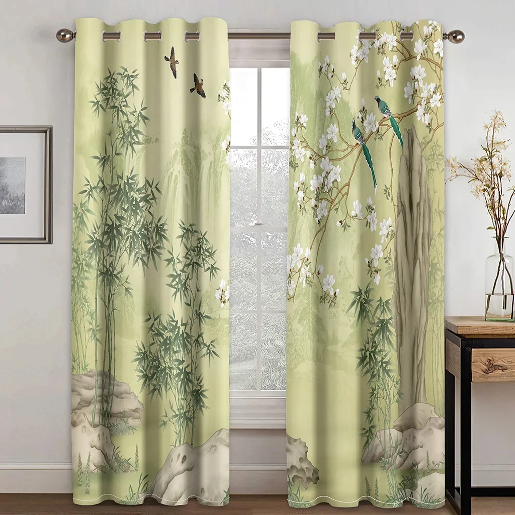 

Chinese Troditional Culture Bird Flower Window Curtains in Kids Bedroom Living Room Hall Treatments Kitchen Decor Drapes Blinds