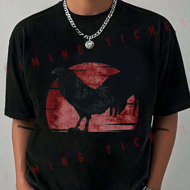 

Vintage Rooster Graphic T-Shirt Moto Riders Summer Men's Fashion Casual O-Neck Tops Tee 2026