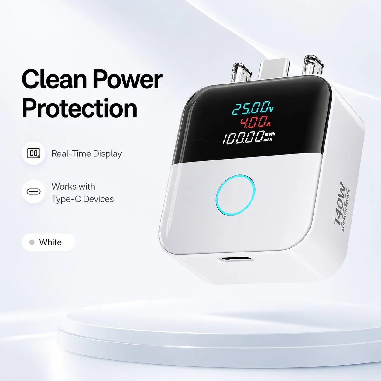 140W Type‑C Charge Guard Physical Disconnect Anti‑Overcharge Cut‑off Night‑time Safe‑guard For Mobile Devices Charging