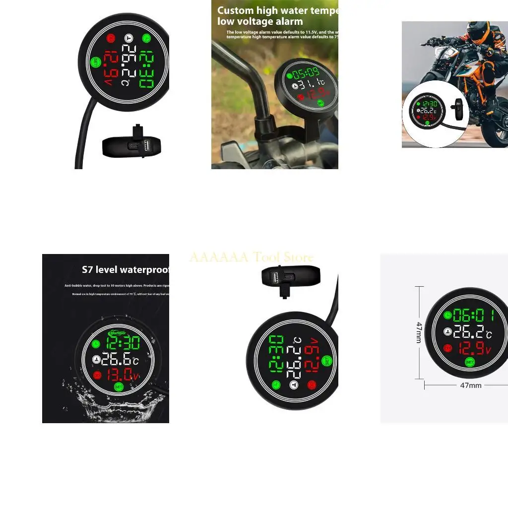 

A2BE Shock -Rypent Motorcycle Voltmeter Meter 12 В USB -датчики датчики зарядки датчики и водонепроницаемая конструкция