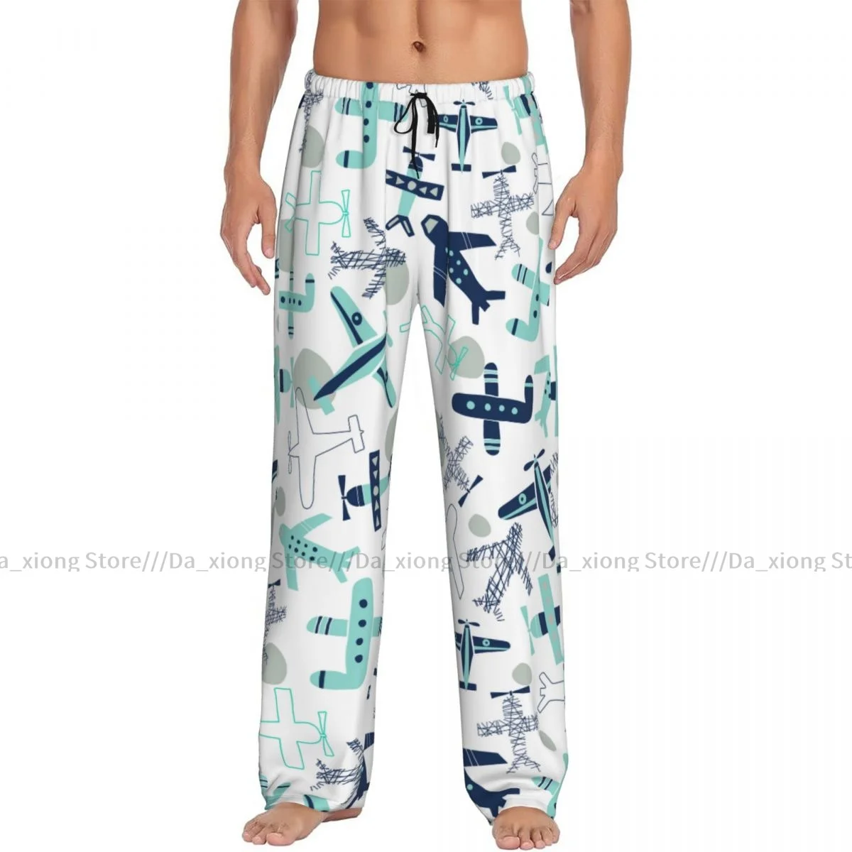 Kids Airplane Aircraft Plane Pattern Mens Pajamas Pyjamas Pants Lounge Pants Sleep Bottoms