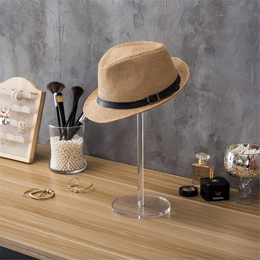 1Pc Clear Acrylic Hat Riser Bracket Wig Display Rack Clothing Store Hat Display Rack High Grade Cap Display Storage Shelf