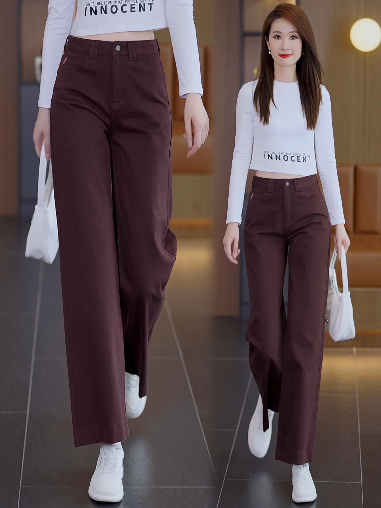 

High Waist Wide Leg Jeans Women's Spring Autumn Slim Fit Loose Casual Straight Leg Pants Dreamy Elegant Casual Style