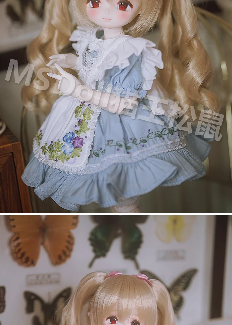 BJD Doll Wig 1/3 1/4 1/6 Handmade Bjd Doll Wig Curly Hair DIY Joints Doll Toy Fashion Fiber Double Tail Wig Dolls Accessories