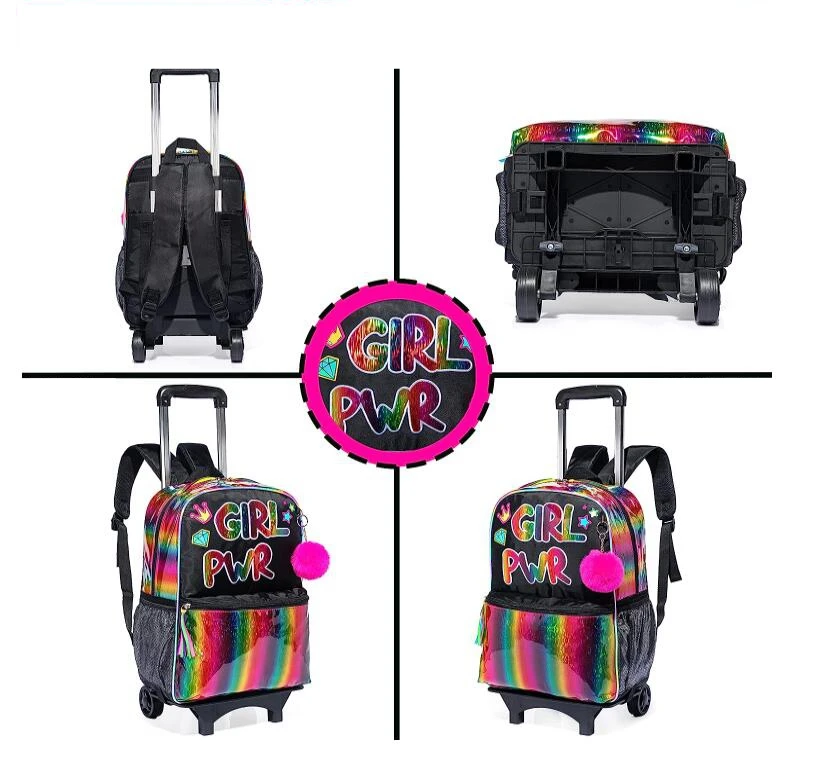 School Trolley Bag Set for girls School Rolling Backpack Bag 2 Wheels School Wheeled Backpack Kids Rolling Backpack Trolley Bags