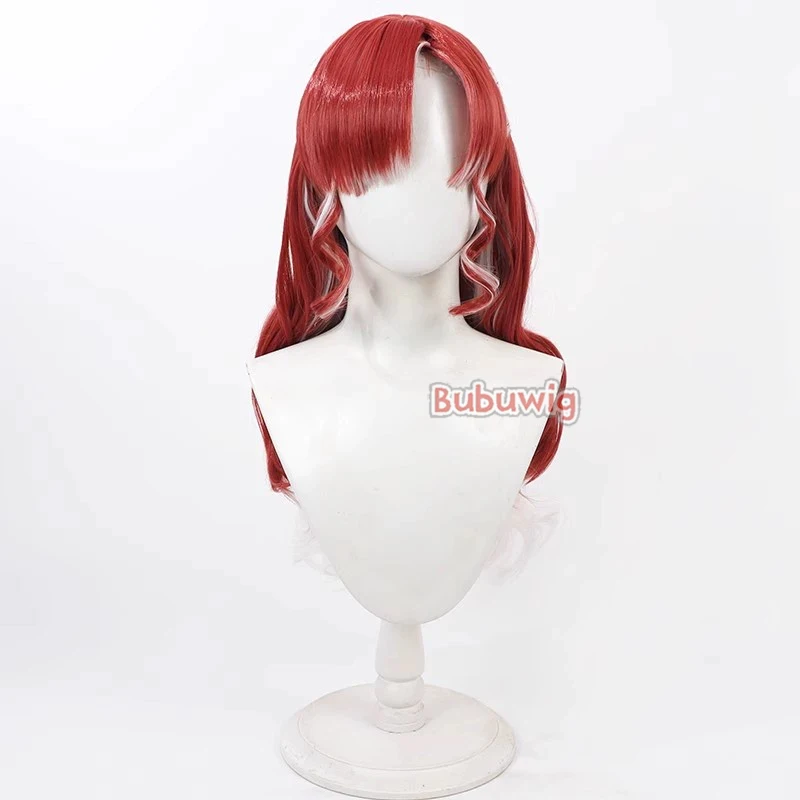 Bubuwig Synthetic Hair Saotome Berry Cosplay Wigs Virtual YouTuber Saotome Berry 70cm Wavy Red Mixed White Wig Heat Resistant