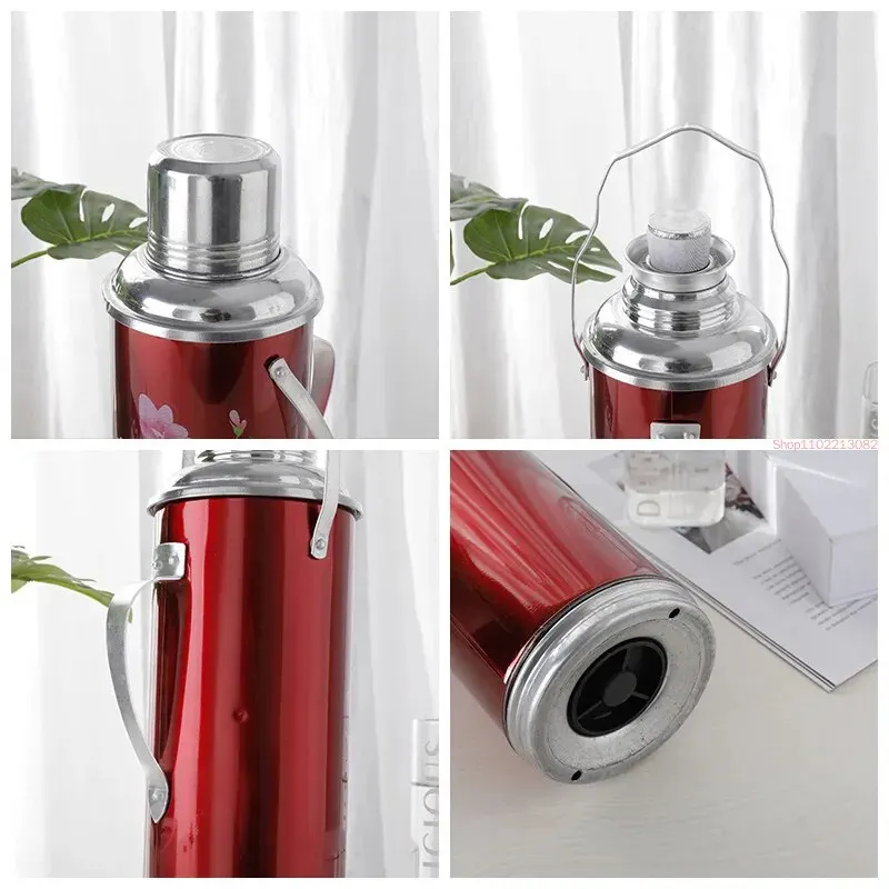 1.2l/2l Retro Travel Thermosflask Water Coffee Bottle Stainless Steel Cup Mug Heat Cold Preservation