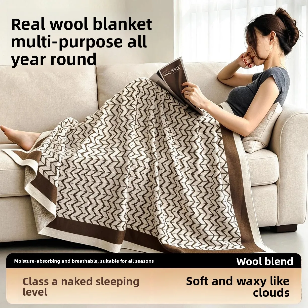 Luxury Retro Jacquard Knit Wool Throw Blanket All Season Multi Use Soft Warm Blanket For Office Nap Sofa Cover Shawl Home Decor