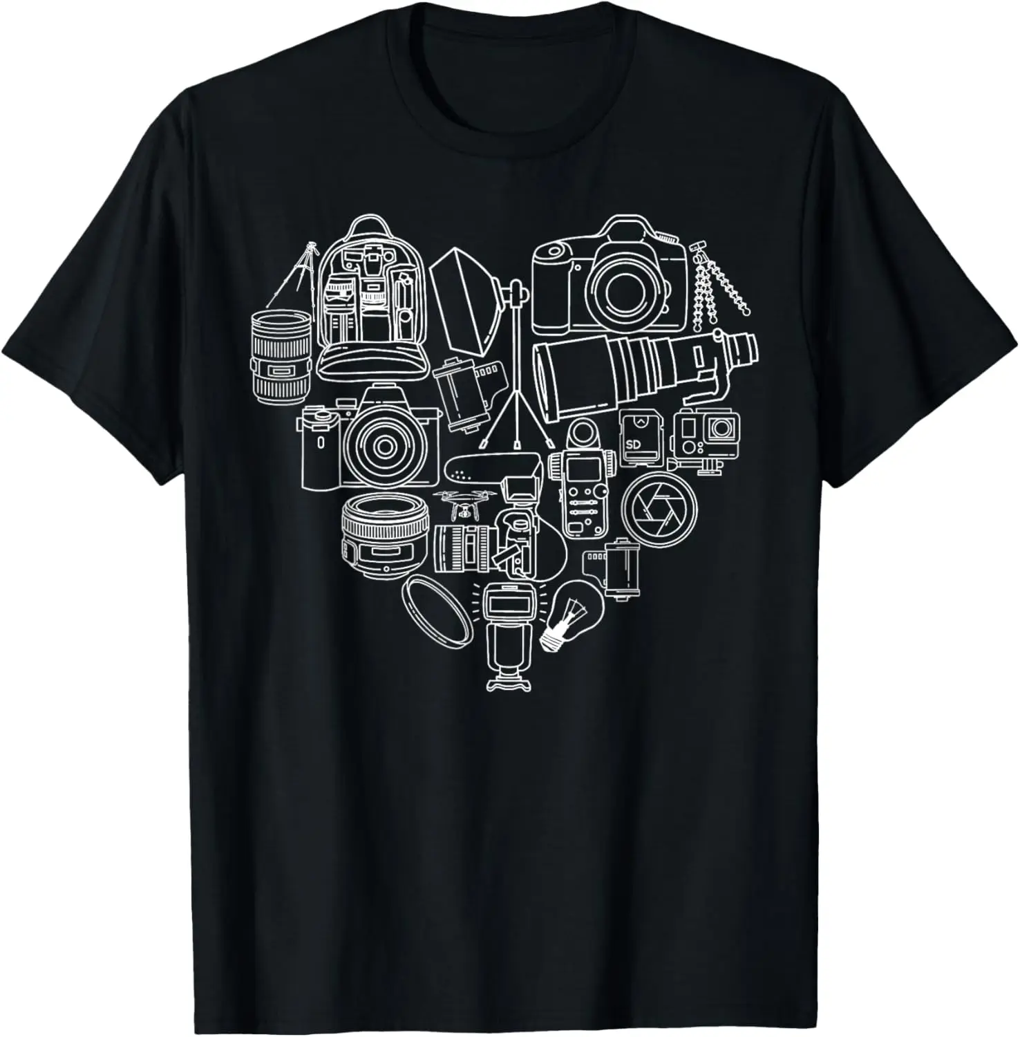 Retro Photography Accessories Heart Photographer Camera T-Shirt