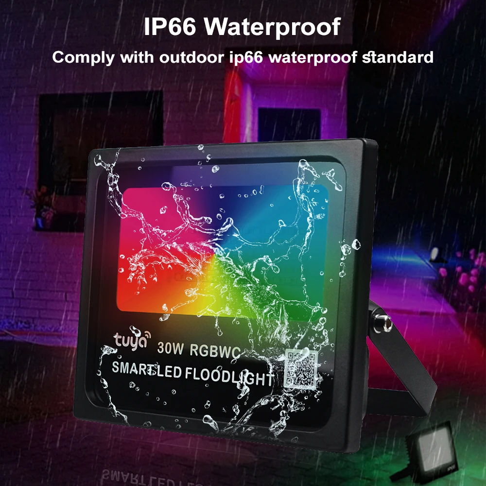 

RGB TUYA Floodlight Smart APP Voice Control RGBCW CCT 3000-6500K 30W 50W 220V AC Garden Party Outdoor Lighting US UK AU EU Plug