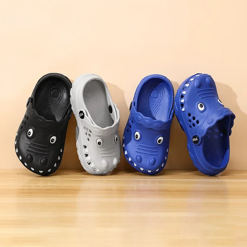 Scivoli per bambini con nuvole di squalo, scarpe da doccia per piscina, cartoni animati, scarpe imbottite, sandali slip-on per ragazze, morbidi pantofole da spiaggia per bambini