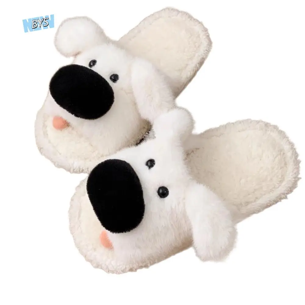 

Houseshoes Long Ears Plush Dog Slippers Winter Thicken Warm Cartoon Furry Slippers Soft Thick Soled Home Cotton Shoes Indoor