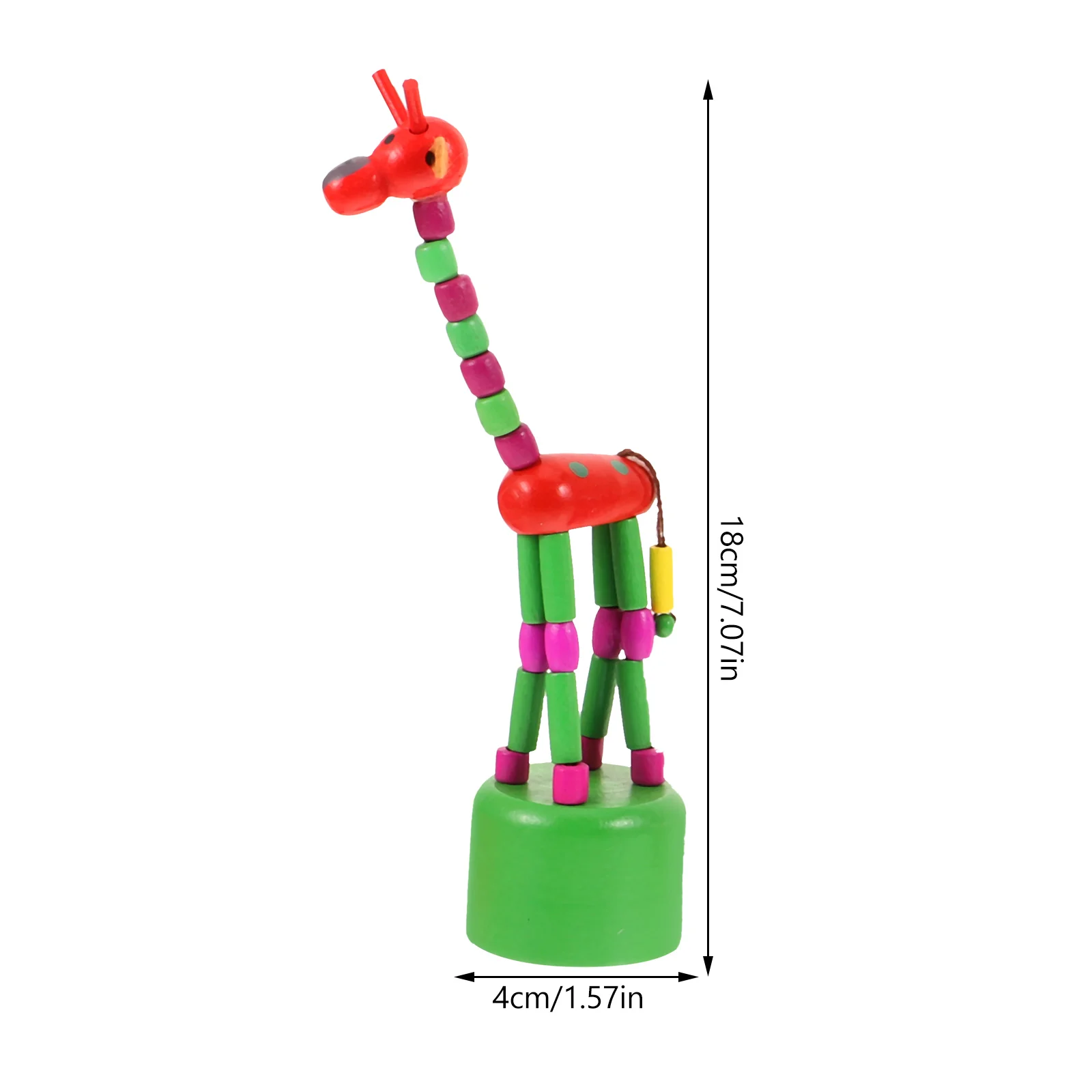 5pcs Children Wooden Giraffe Toy Colorful Dancing Rocking Giraffe Standing Swing Animals Toys (Random Style)